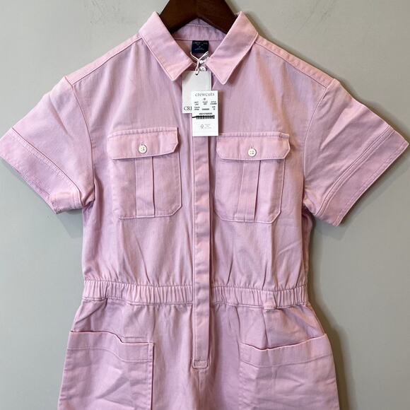 J.Crew Patch Pocket Romper Drapey Denim Vacation Safari CG960 Pearl Pink Wash 12 - Picture 1 of 15